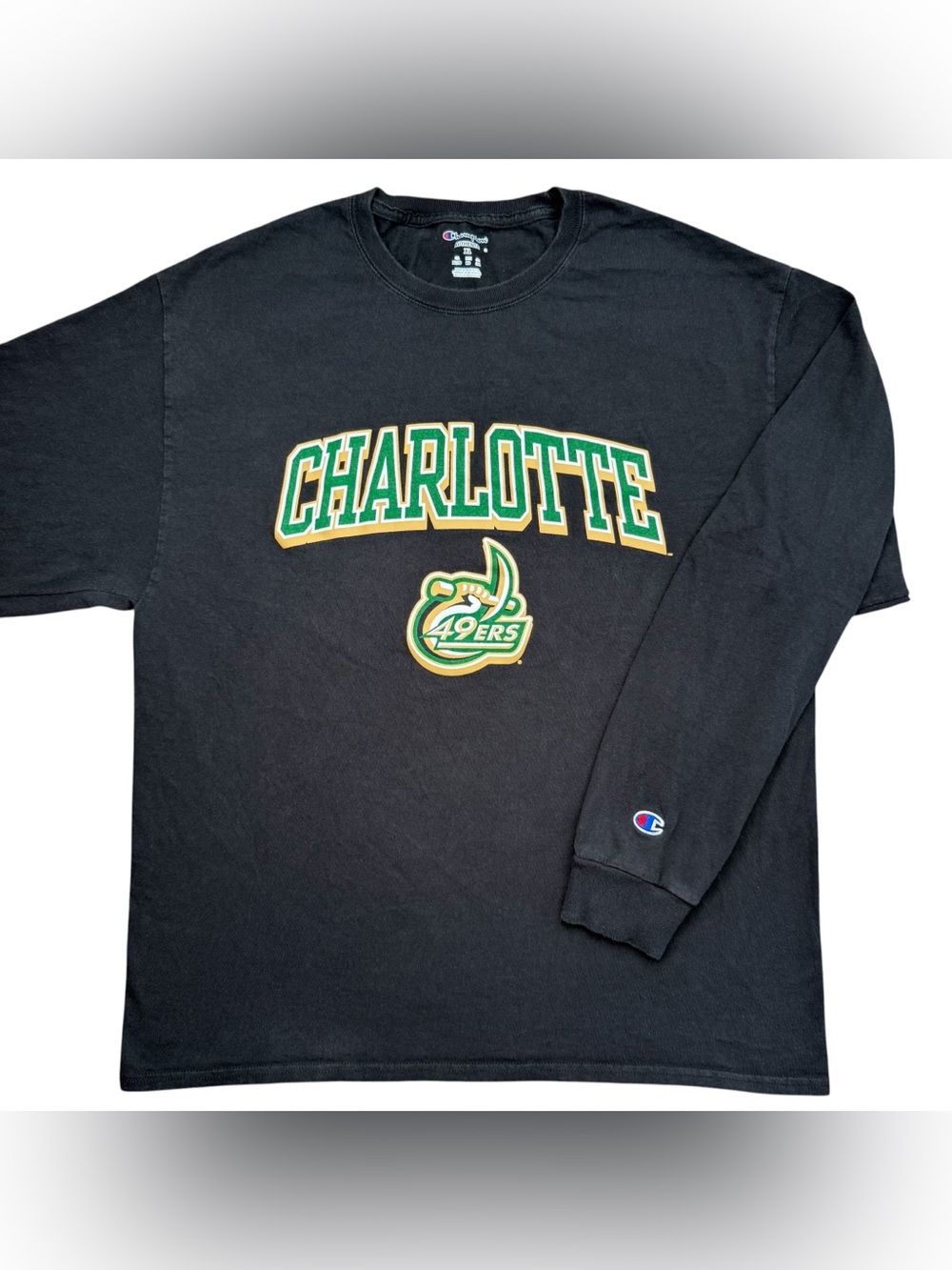 Champion UNC Charlotte 49ers UNCC Men’s Adult Black Long Sleeve Logo t-shirt XL